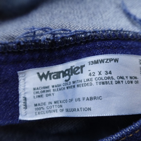 VTG Wrangler Jeans Mens 42X34 Dark Blue Denim Western Cowboy Cut Rodeo 13MWZ 90s - Picture 8 of 11